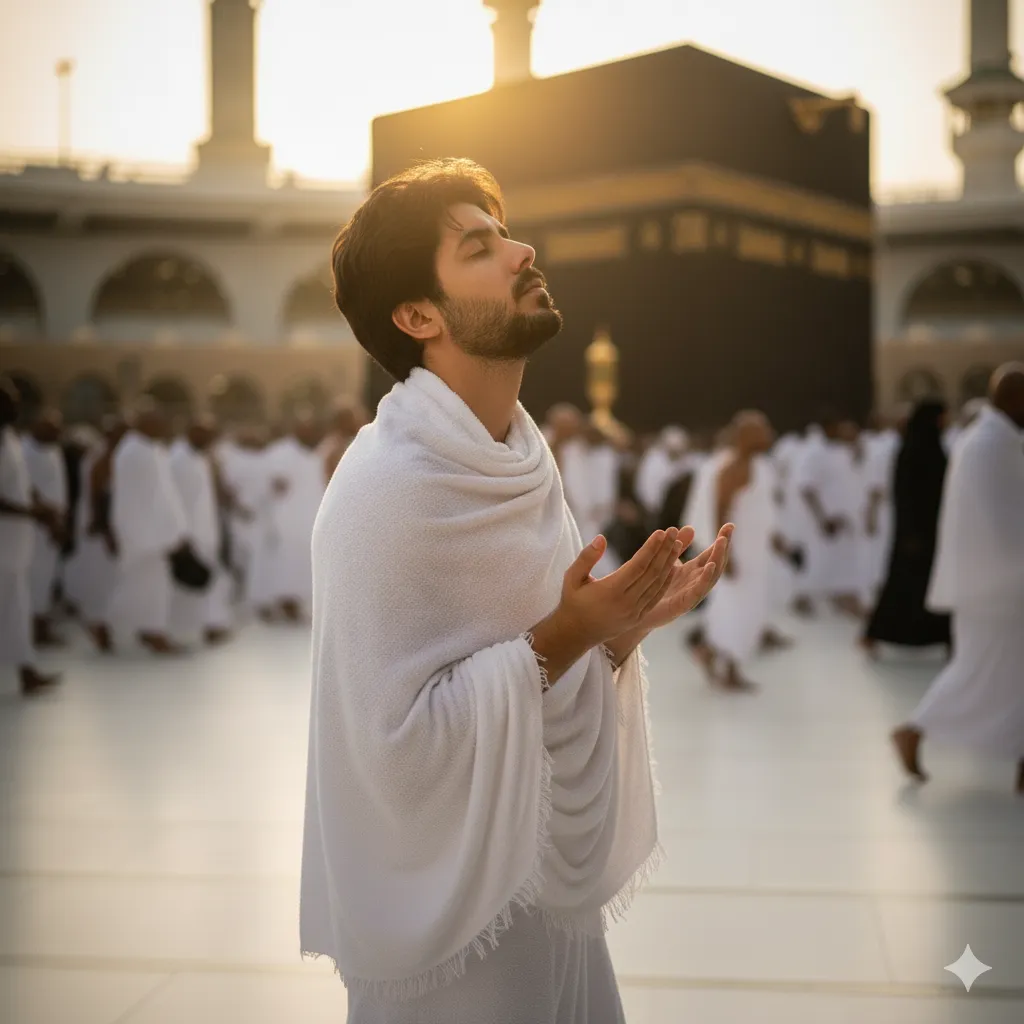 Muslim praying emotionally